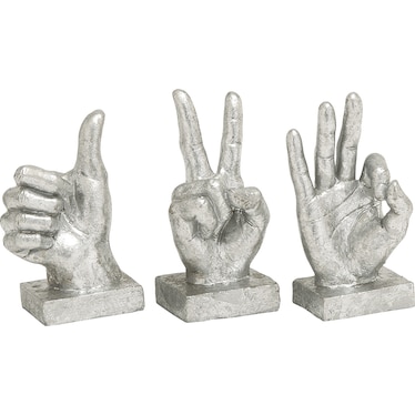 Silver Hand Signs Set of 3