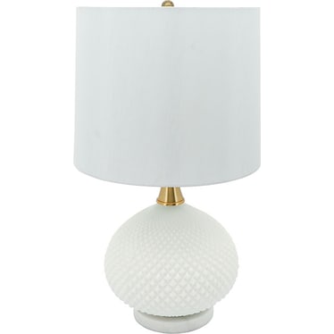 White Cut Glass Round Table Lamp