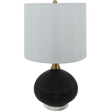 Black Cut Glass Round Table Lamp