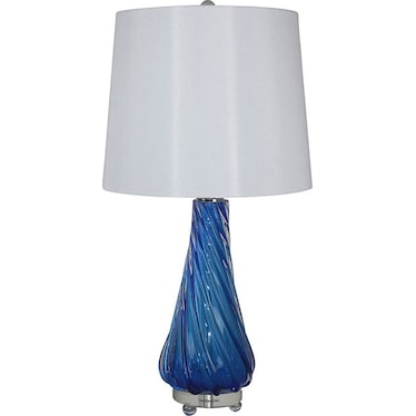 Blue Art Glass Twist Table Lamp