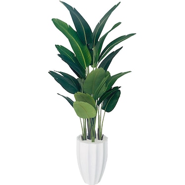 Marcella Leaf Birds of Paradise in White Alicante Vase