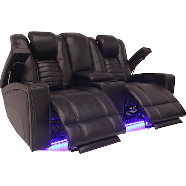 Omari Black Dual Power Recliner Console Loveseat