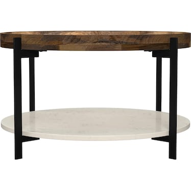 Callum Wood Top Marble Shelf Coffee Table