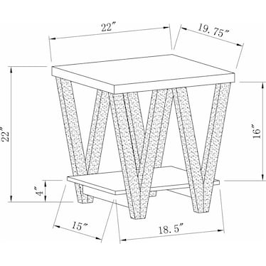 Wood Top V Legs End Table