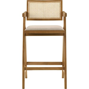 Talia Woven Rattan Wood 28" Bar Stool