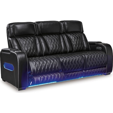 Cameron Black Leather Dual Power Recliner Sofa