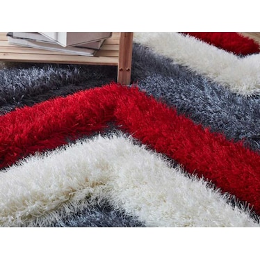 Mida Red Steps Shag Rug