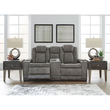 Durapella Gray Dual Power Loveseat