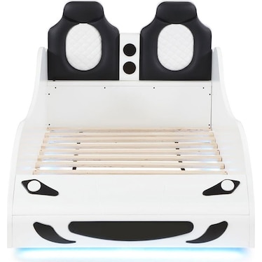 Jensen White Twin LED Car Bed