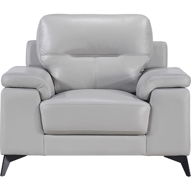 Seth Silver Gray Leather Chair