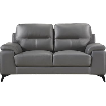 Seth Dark Gray Leather Loveseat