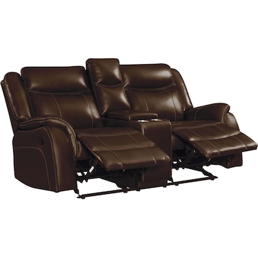 Carrera Brown Glider Recliner Loveseat