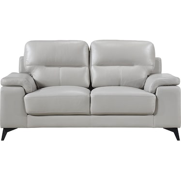 Seth Silver Gray Leather Loveseat