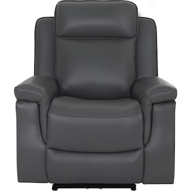 Kiran Gray Leather Dual Power Recliner Chair