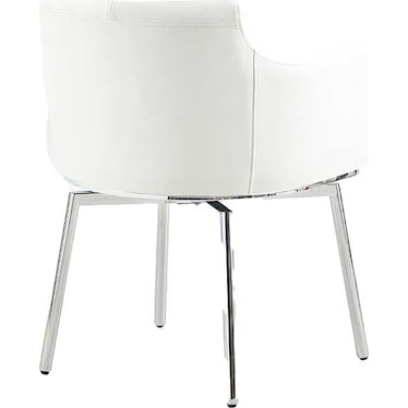 Leander White Swivel Arm Chair