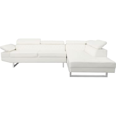 Noah White Right Sectional with Ottoman