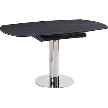 Aralia Round Black Ceramic 75" Extendable Dining Table