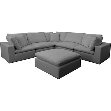 Cloud Charcoal 5 Pcs Sectional w/ Ottoman