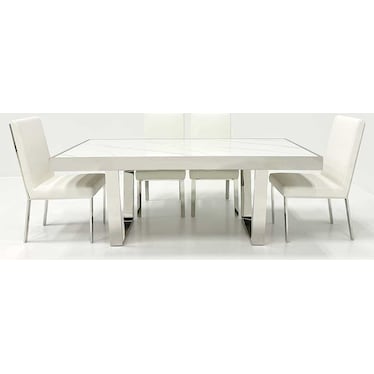 Bonin Rectangular White Dining 5 Pcs Set