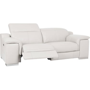 Manali White Leather Dual Power Recliner 2 Pcs Set