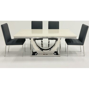 Belle Dark Gray Dining 5 Pcs Set