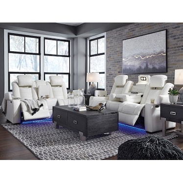 Party Time White Dual Power Recliner 2 Pcs Set