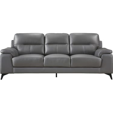 Seth Dark Gray Leather Sofa & Chair 2 Pcs Set