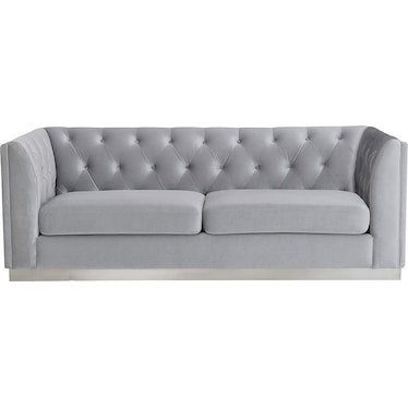 Ambrose Silver Velvet Sofa & Chair 2 Pcs Set