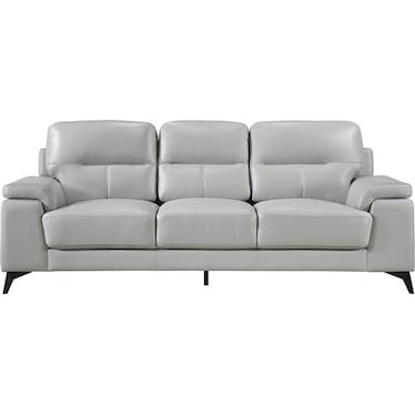 Seth Silver Gray Leather Sofa & Loveseat 2 Pcs Set