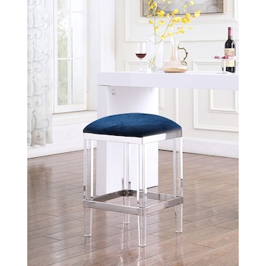 Julie Blue Velvet 28" Backless Stool