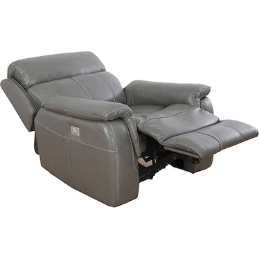 Larisa Gray Leather Dual Recliner