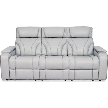 Josh Silver Leather Dual Power Recliner Sofa