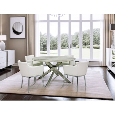 Aldo Round White Dining 5 Pcs Set