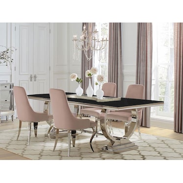 Antoine Rectangular Pink Dining 5 Pcs Set