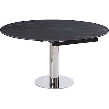 Aralia Round Black Ceramic 75" Extendable Dining Table