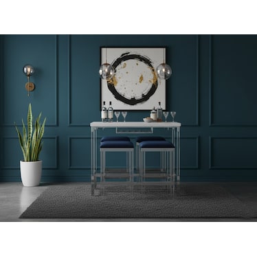 Julie Blue Velvet Bar Height Dining 5 Pcs Set