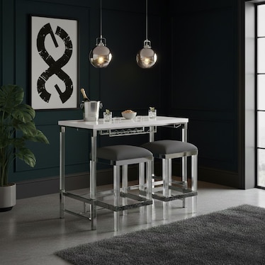 Julie Gray Bar Height Dining 3 Pcs Set