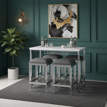 Julie Gray Bar Height Dining 5 Pcs Set