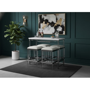 Julie White Bar Height Dining 5 Pcs Set