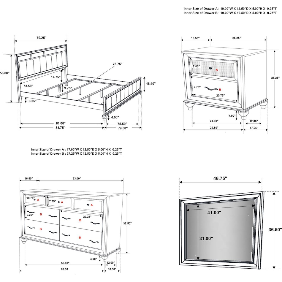 barzini bedroom sets  qpcs  