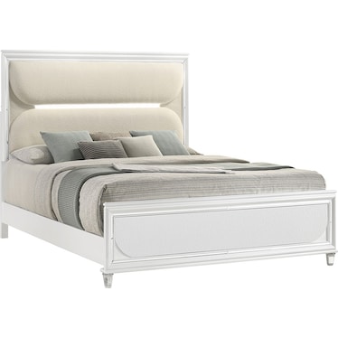 Eden White Boucle King Bed w/ LED