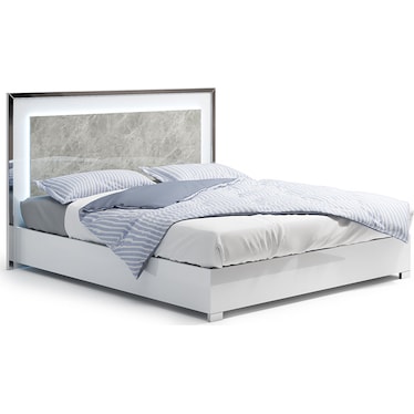 Zara White Marble King Bed