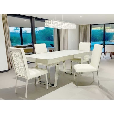 Bonin Rectangular White Dining 5 Pcs Set