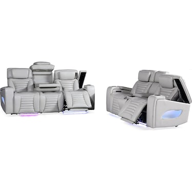 Calla Fog Dual Power Recliner Console 2 Pcs Set