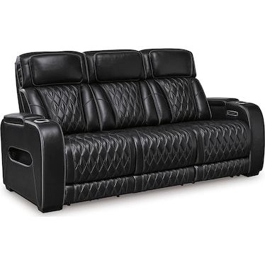 Cameron Black Leather Dual Power Recliner Sofa