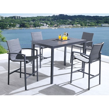 Caprera Black Outdoor Bar Height Table 5 Pcs Set