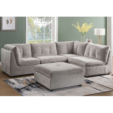 Captiva Grey Sectional with Ottoman