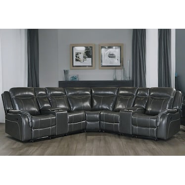 Carrera Gray 2 Recliner Console Sectional