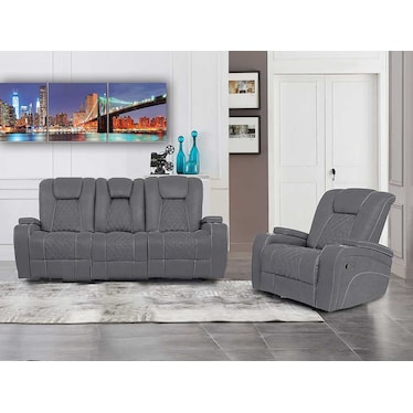 Cayman Gunmetal Recliner Sofa & Chair 2 Pcs Set