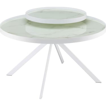 Torino White Marble Printed Glass Top Coffee Table